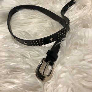 Man made leather medium belt black emo punk rock scene style